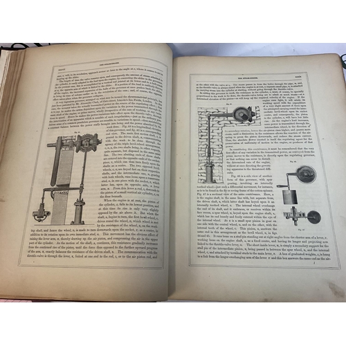 1861 - A mid 19th century Victorian book, The Imperial Cyclopedia of Machinery. Half leather bound with num... 