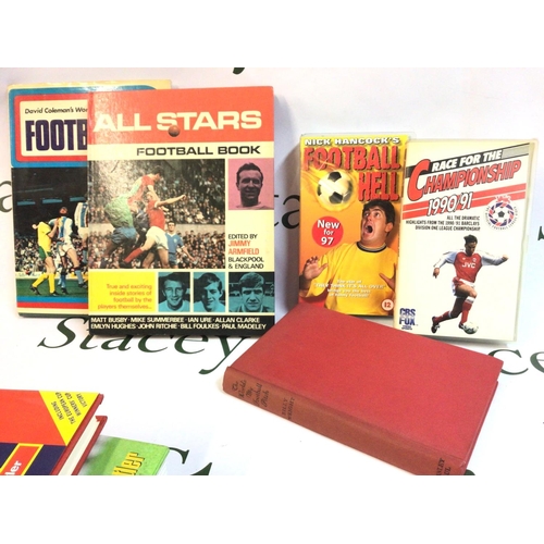 1870 - A collection of football annuals, books and VHS tapes including Goal 1976, All Stars Football books,... 