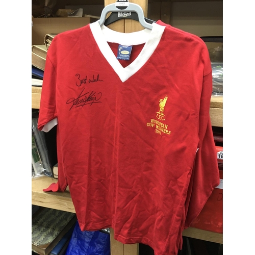 1885 - A Kevin Keegan signed Liverpool FC replica shirt, 1977 European cup winners. Shipping category B.