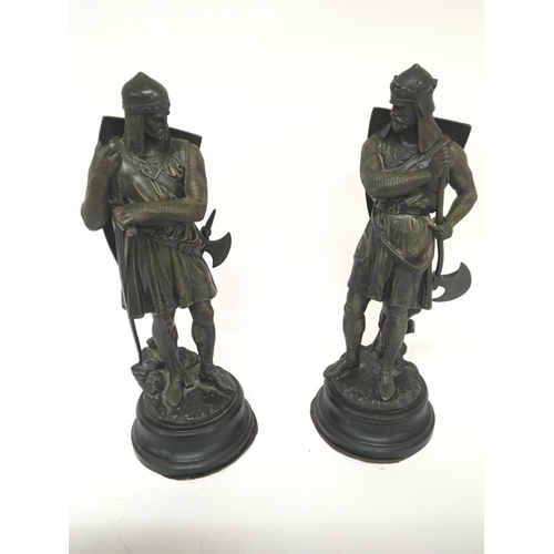 816 - A pair of late Victorian Spelter figures of Crusader warriors. Height 39cm