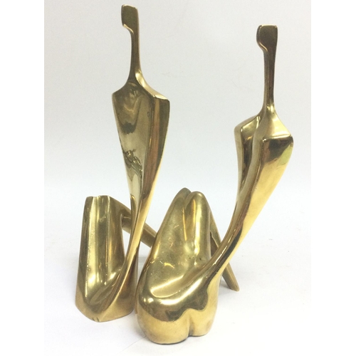 824 - Itzik Ben Shalom B.1945 (Israeli) Couple, brass sculptures dated 1987. 188/500. Approximately 20cm t... 