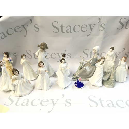 159 - A collection of porcelain figures including Royal Doulton, Nao, Lladro