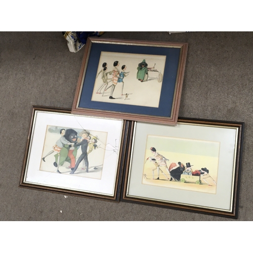 174 - A collection of vintage framed golly prints