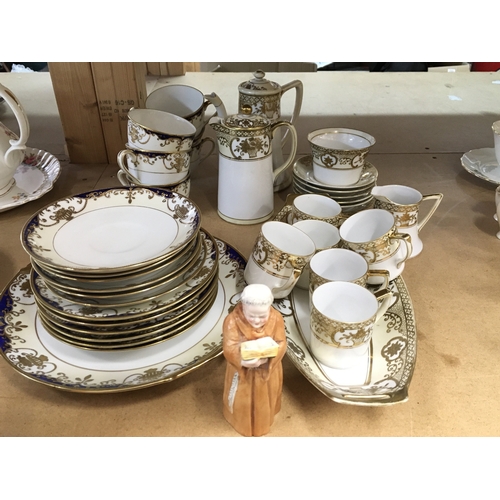 184 - A Worcester monk figure and Noritaki part tea sets. NO RESERVE