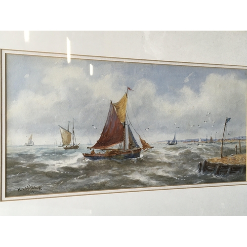 214 - A collection of framed pictures including a sail boat at sea watercolour by R.T Wilding, Sheila Staf... 