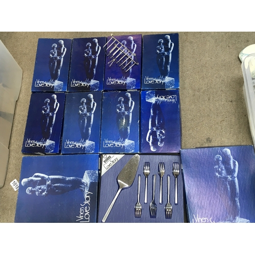 25 - A large collection of boxed Viners cutlery including love story knives and forks