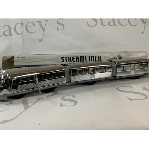 288 - A mixture of vintage toys and vehicles, including a chrome plated tin Streamliner made by Schylling ... 