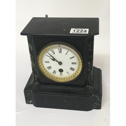 389 - A Victorian black slate and marble mantle clock. NO RESERVE