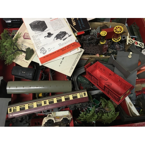 486 - A collection of trains, dinky toy, multiple Tri-ang trains and more.