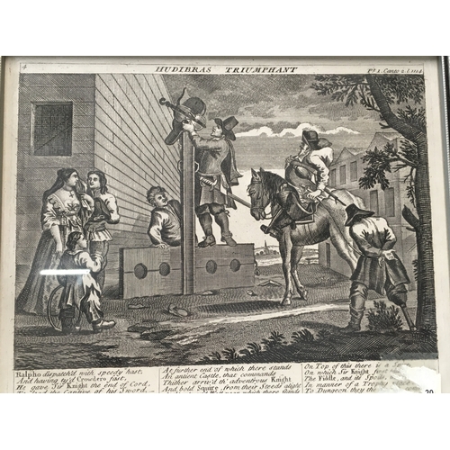 489 - A collection of three framed engravings in the Hogarth style