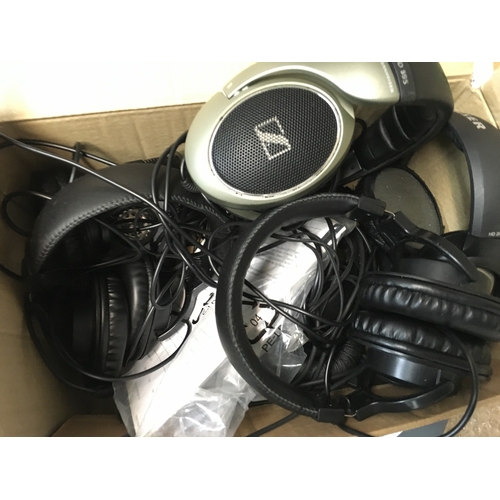 490 - A collection of headphones including Hadley HH-500B, Sennheiser HD 595, Sennheiser HD 201