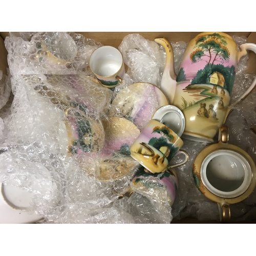 537 - A vintage Chinese jewellery box and a collection of antique plates, bowels, teacups and more.