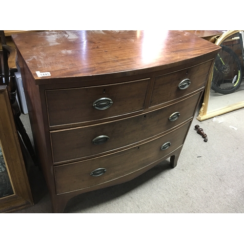 558 - A late George III mahogany bow fronted chest of drawers fitted with two short and two long drawers o... 