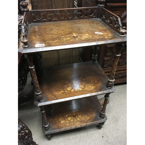 559 - A Victorian walnut there tier what not and a corner what not . NO RESERVE