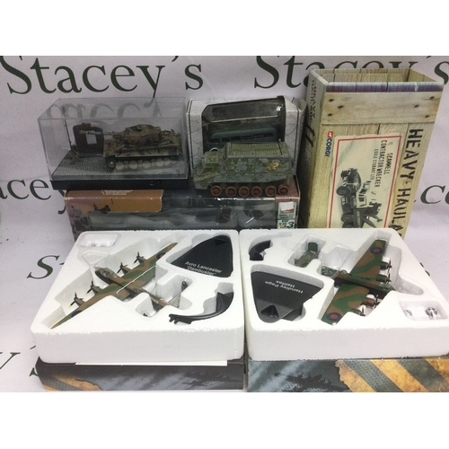 597 - A collection of die cast military vehicles and two trays of American civil war miniature figures.