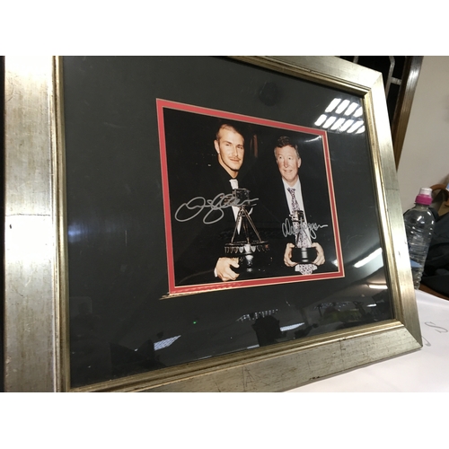 628 - A collection of signed framed pictures apart from Muhammad Ali, including David Beckham and Sir Alex... 