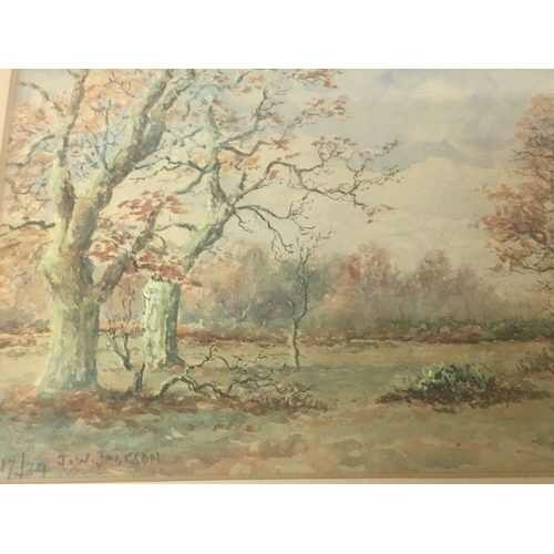 655 - Two Early 20th Century English watercolours landscape scenes with country cottage signed JW Jackson.