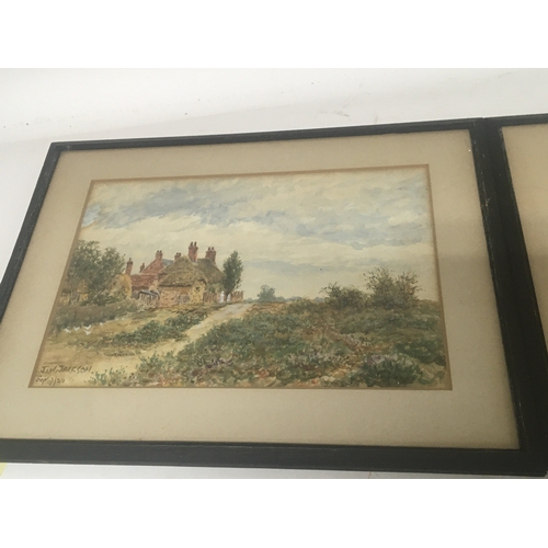 655 - Two Early 20th Century English watercolours landscape scenes with country cottage signed JW Jackson.