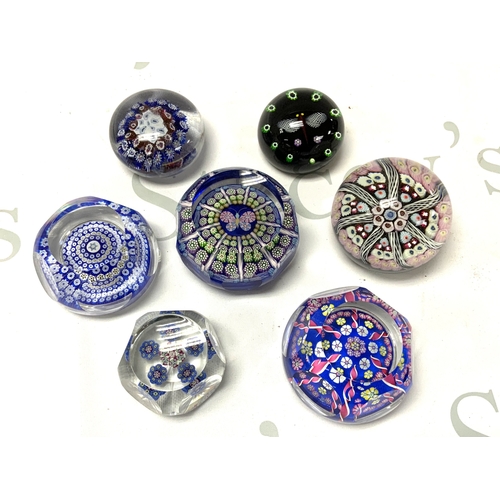 70 - 7 Good Millifiori paperweights, (D)