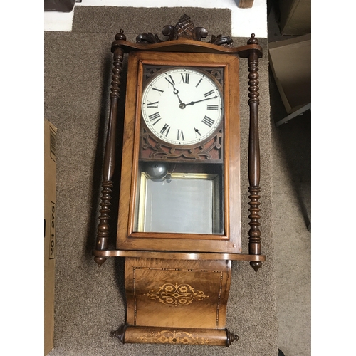 719 - Ain inlaid walnut wall clocks.