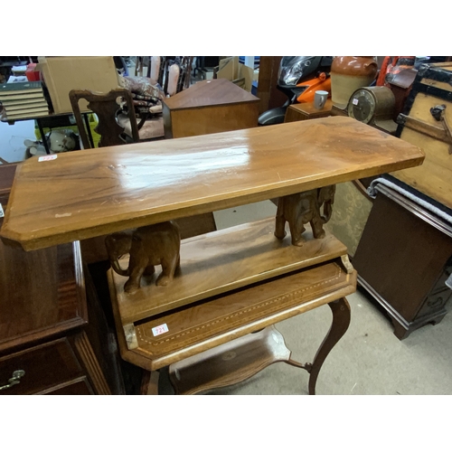 723 - A teak wood carved elephant table 97cm x 34.5cm x 39cm