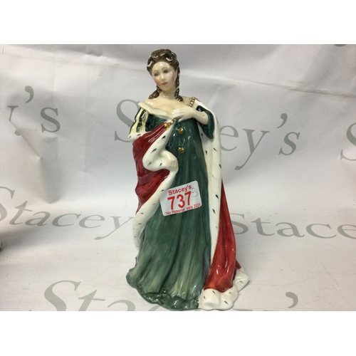 737 - A collection of figures including a Nao dog figurine, the Danbury Mint Jade Empress figure by Lena L... 