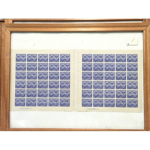 744 - A Collection of framed mint Australian stamps and German 1947 Leipzig Fair stamps, Jamaican stamps