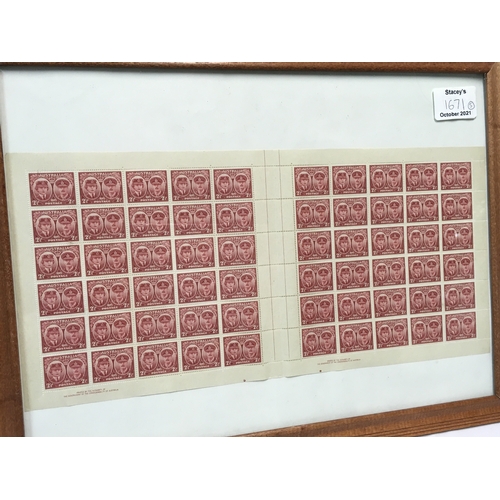 744 - A Collection of framed mint Australian stamps and German 1947 Leipzig Fair stamps, Jamaican stamps