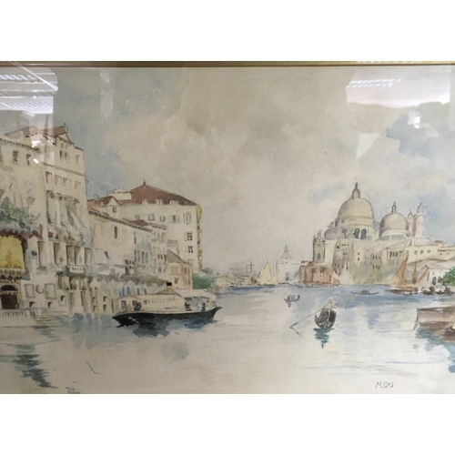 770 - A framed watercolour painting of a Venetian scene signed M. Gray.