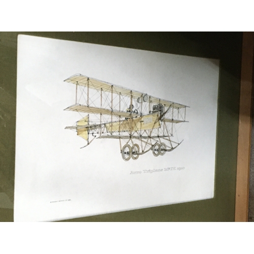 782 - A framed and glazed watercolour, pen and ink drawing of a Vickers Vimy aeroplane, approx 80cm x 54cm... 