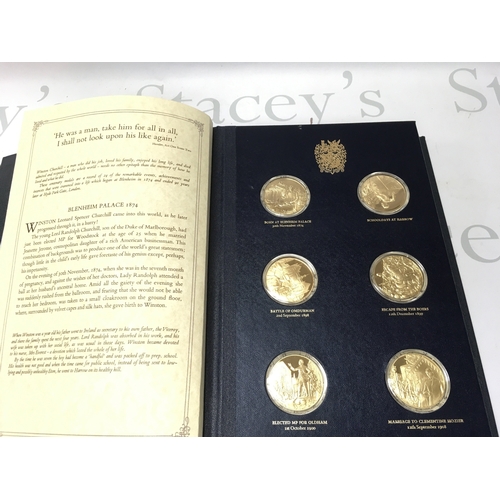 786 - The gilt set of the Churchill centenary medals (23 total) by John Pinches. Postage B