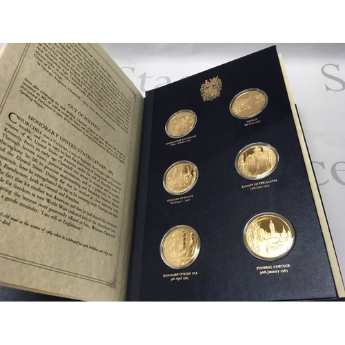 786 - The gilt set of the Churchill centenary medals (23 total) by John Pinches. Postage B