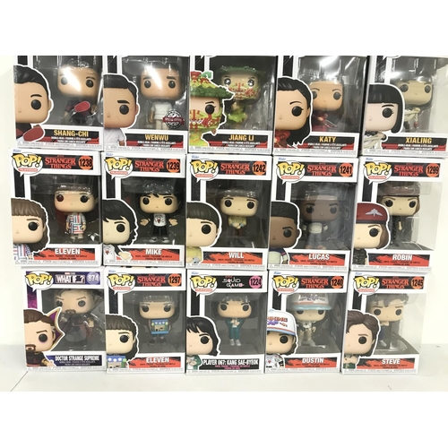 10 - A Collection of Boxed Funko Pop Figures Including Marvel. Stranger Things and Squid Games.