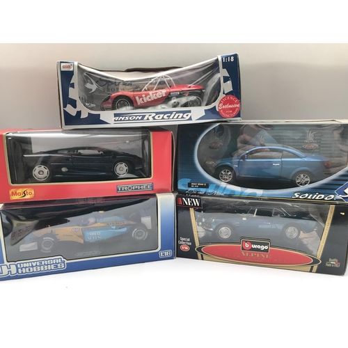 122 - 5 X Boxed Diecast Vehicles including Universal Hobbies. Burago. Maisto etc. 1/18 and 1/16 Scale.