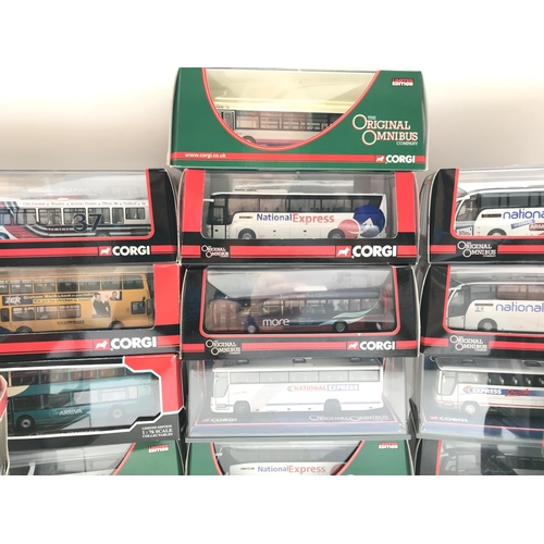 130 - A Collection of Boxed Corgi Original Omnibus including Buses and Coaches. No Reserve.