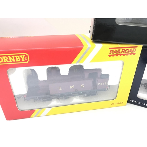 222 - 3 X Boxed 00 Gauge Locomotives. A Hornby LMS 0-6-0T 3F No. 7413. #R2674. A Model Rail LNER Y1/ Senti... 