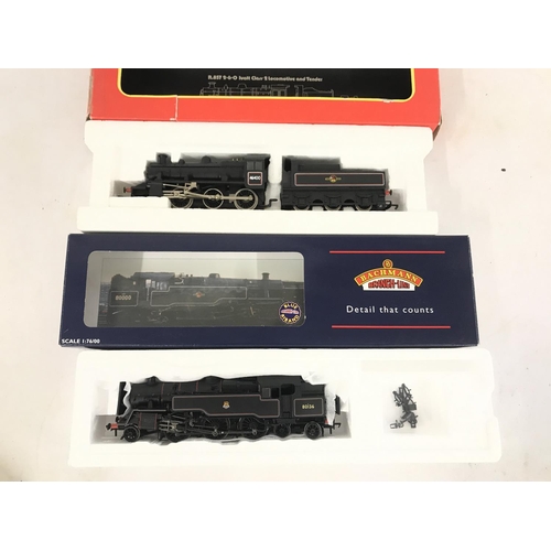 23 - 2 X Boxed 00 Gauge Locomotives. A Bachmann Standard Class 4MT Tank BR Lined Black E/ Crest Weathersd... 