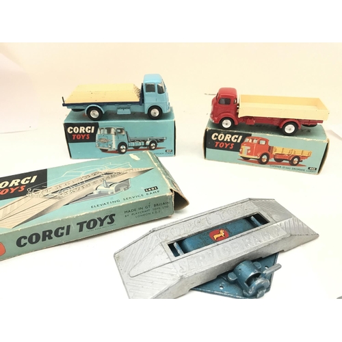 251 - A Boxed Corgi E.R.F Model 44G Platform Lorry #457. A Commer (5Ton) Dropside Lorry #452 and an Elevat... 