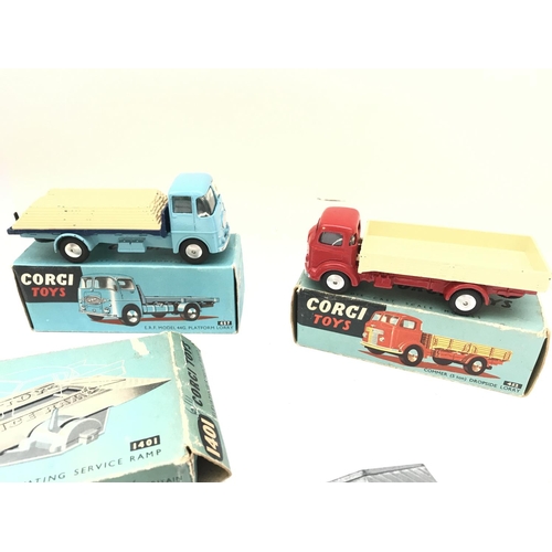 251 - A Boxed Corgi E.R.F Model 44G Platform Lorry #457. A Commer (5Ton) Dropside Lorry #452 and an Elevat... 