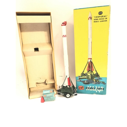 258 - A Boxed Corgi Corporal Guided Missile On Mobile Launcher #1112.Rocket Head Is Worn. With Spare Head.... 