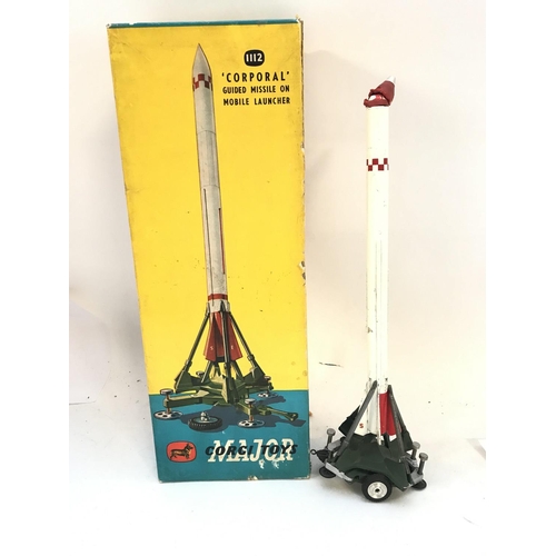 258 - A Boxed Corgi Corporal Guided Missile On Mobile Launcher #1112.Rocket Head Is Worn. With Spare Head.... 