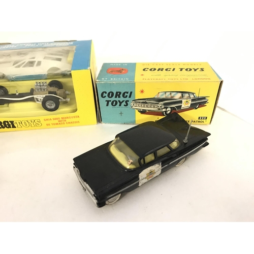 261 - 2 X Boxed Corgi Chevrolet State Patrol #223 (Restored) and a Ghia 5000 Mangusta #271. No Reserve.