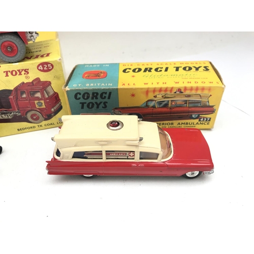 268 - 2 X Boxed Corgi Superior Ambulance #437 (Boxes Warn. 1 Has Been Restored) and a Dinky Bedford TK Coa... 