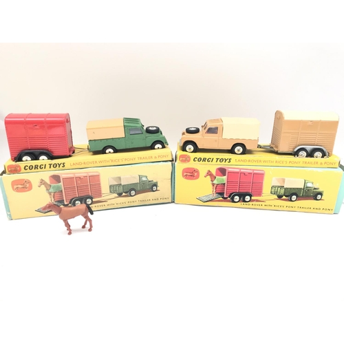 270 - 2 X Boxed Corgi Gift Set #2 Land Rover With Rices Pony Trailer and Pony. 1 Is Restored and in Repro ... 