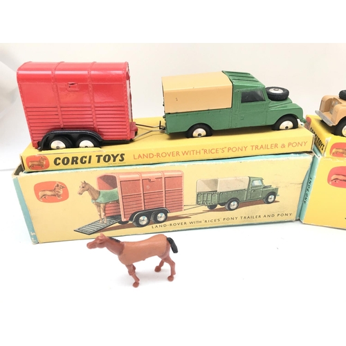 270 - 2 X Boxed Corgi Gift Set #2 Land Rover With Rices Pony Trailer and Pony. 1 Is Restored and in Repro ... 