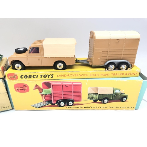 270 - 2 X Boxed Corgi Gift Set #2 Land Rover With Rices Pony Trailer and Pony. 1 Is Restored and in Repro ... 