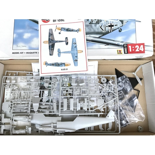 288 - 2 Boxed Airfix model Kits. A Messerschmitt and Spitfire Both 1/24 Scale.(2).