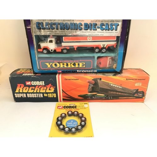 311 - A Boxed Corgi Rockets Super Booster. A Tronics BL Roadtrain And Trailers #1002 and Golden Jacks Whee... 