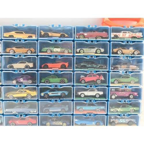 336 - A Collection of Hot Wheels Cars In a multibrick Car Case. No Reserve.