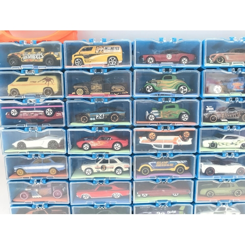 338 - A Collection of Hot Wheels Cars In a multibrick Car Case. No Reserve.